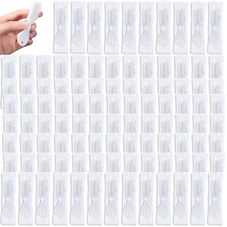 Patelai 100 Pcs Handle Toothbrush Thumbprint Individually Packaged Security Toothbrush Bulk with Short Handle Soft Brist