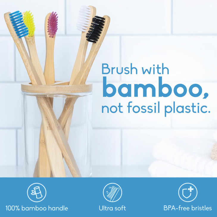 The Humble Co Bamboo Toothbrushes 5 Pack Soft Bristles Natural Bamboo Toothbrush BPA Free Soft Bristles for Sensitive Gu