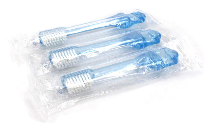 FRESHMINT Individually Wrapped Bulk 2Piece Travel Toothbrush 100 Pack Collapsible Toothbrush Easy to Grip Soft Nylon Bri