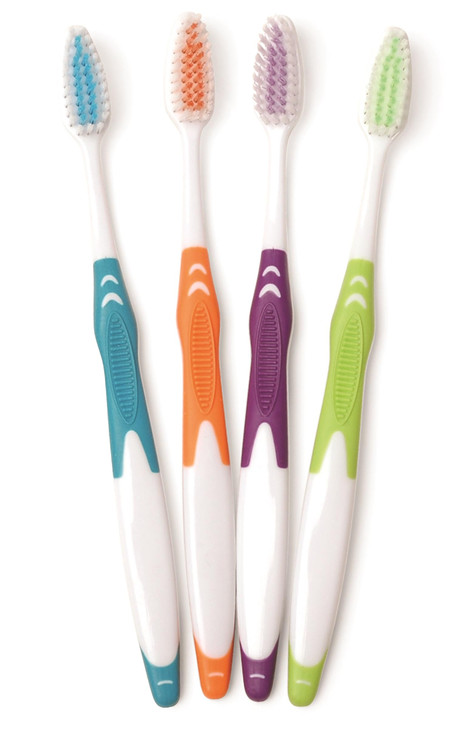 FRESHMINT Individually Wrapped Bulk Premium Toothbrushes 100 Pack Oversized Easy Grip Handle Soft Multi Color Nylon Bris