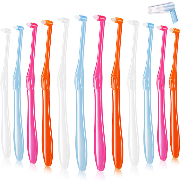 Patelai 12 Pcs End Tuft Toothbrush Soft Interdental Brushes Tooth Stain Remover Trim Toothbrush Single Brush for Implant