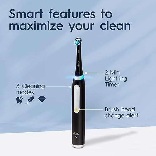 OralB iO Deep Clean Rechargeable Electric Toothbrush Black iO Series 3 Limited 2 Brush Heads Travel Case Pressure Sensor
