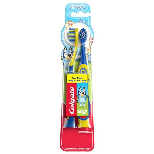 Colgate Bluey Extra Soft Toothbrush for Kids Kids Toothbrush Pack with Built in Suction Cup Toothbrush Holder Designed f