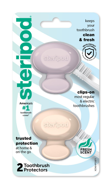 Steripod ClipOn Toothbrush Protector Keeps Fresh and Clean Fits Most Manual and Electric Toothbrushes Pink and Blue 2 Co