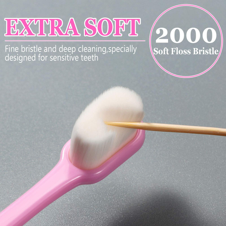 Boao 4 Pieces Soft MicroNano Manual Toothbrush Extra Soft Bristles Toothbrush with 20000 Bristles for Fragile Adult Kid