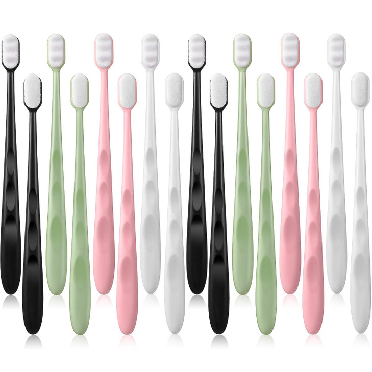 Patelai 16 Pieces Extra Soft Toothbrush MicroNano Toothbrush with 20000 Floss Bristles Manual Toothbrushes for Sensitive
