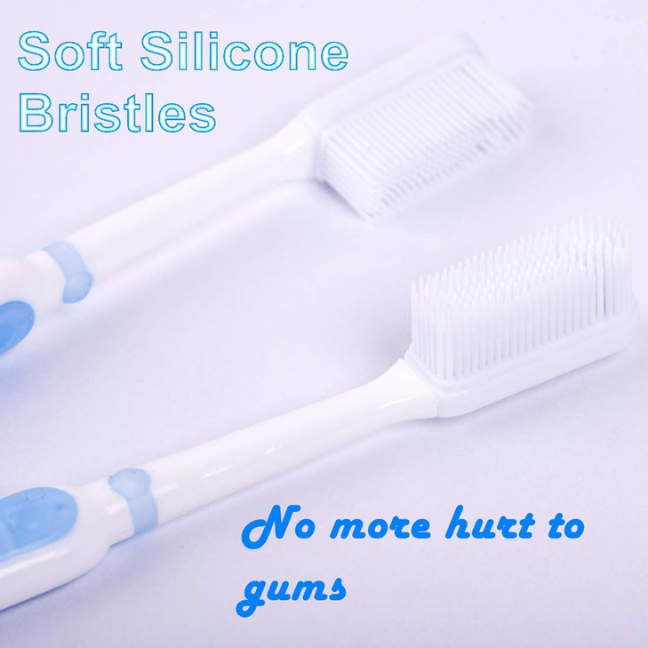 Silicone Bristles Toothbrush 2 Pack Effective Manual Toothbrush