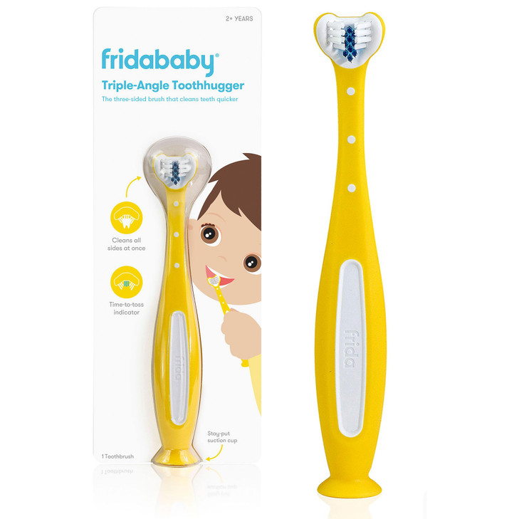 Frida Baby TripleAngle Toothhugger Training Toddler Toothbrush Toddler Toothbrush 2 Years and Up Cleans All Sides at Onc