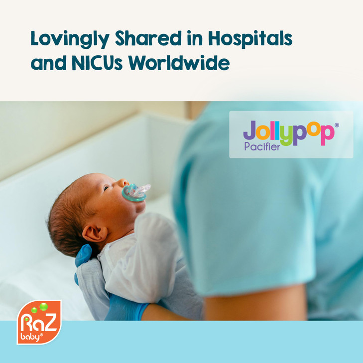 RaZbaby Jollypop Pacifier for Newborns Up USA Made Natural Shaped Orthodontic Binky Lovingly Shared in NICUs Hospitals W