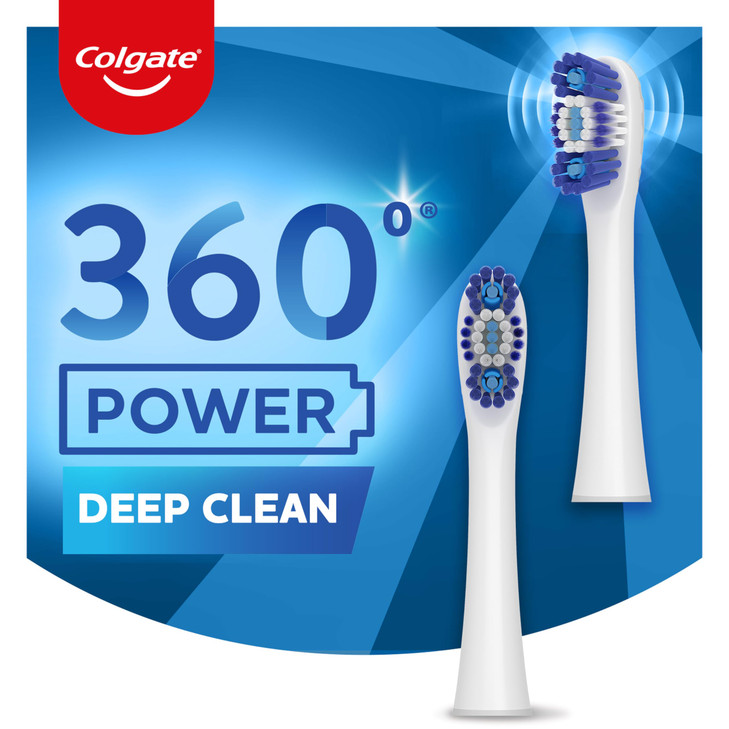Colgate 360 Floss Tip Sonic Powered Battery Toothbrush Refill Pack 2ct