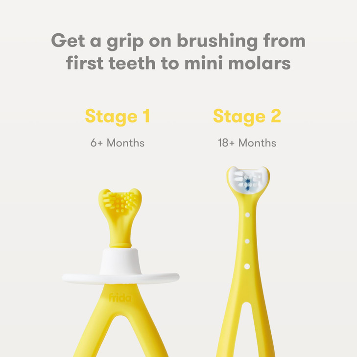 Frida Baby GrowwithMe Training Toothbrush Set Infant Baby Tooth brush Toddler Toothbrush 618 Months Soft Silicone Bristl