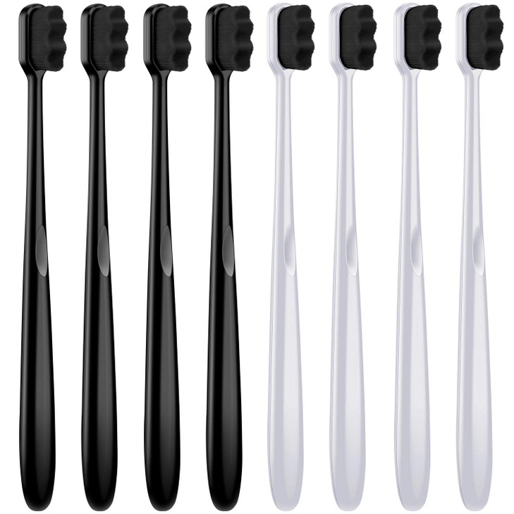 Patelai 8 Pcs Extra Soft Toothbrush Micro Nano with 20 000 Ultra Soft Bamboo Charcoal Bristles for Adult Sensitive Brace