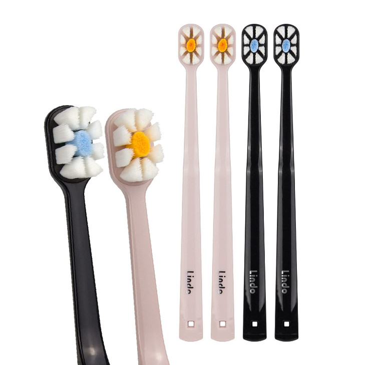 Lindo Polishing Toothbrush for Sensitive Gums and Teeth 12000 Ultra Fine Bristles Soft and Gentle Deep Clean Pack of 4 B