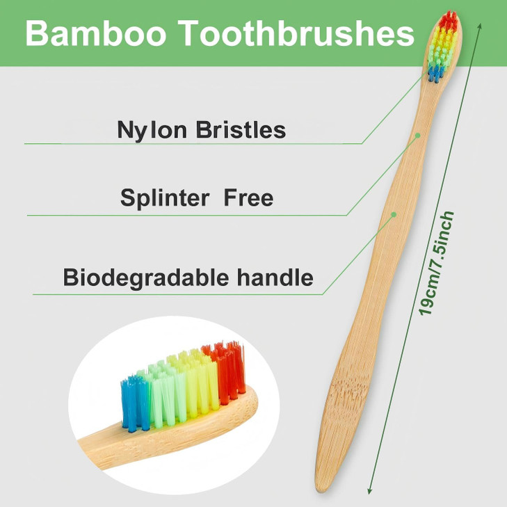 Boao 40 Pieces Bamboo Toothbrushes Charcoal Toothbrush Bamboo Toothbrushes with BPAFree Nylon BristlesMultiColor