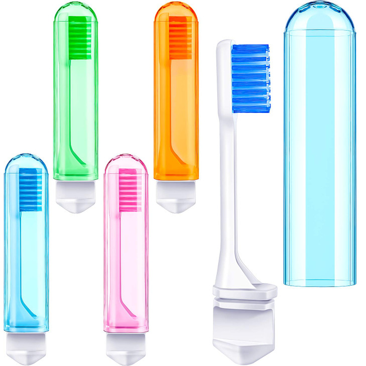 Patelai 4 Pieces Travel Toothbrush Set Soft Bristle Mini Foldable Tooth Brush with Case Individually Wrapped Small Porta