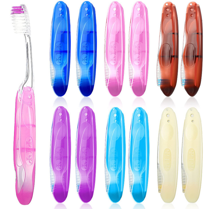 Patelai Travel Size Toothbrush Folding Travel toothbrushes Bulk Foldable Soft Bristle Individually Wrapped Hiking Brushe