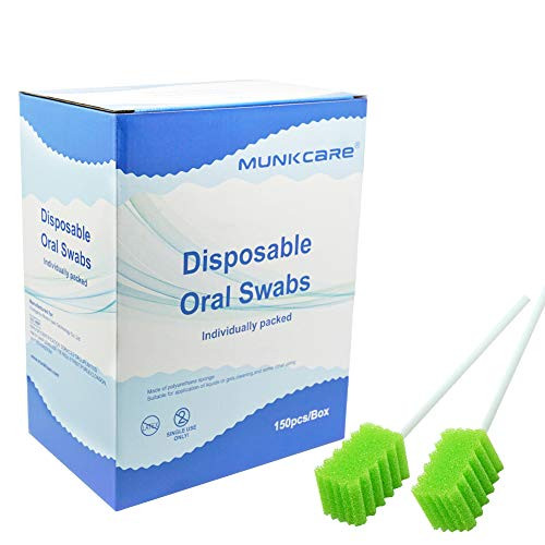 MUNKCARE Dental Swabs Unflavored SwabsticksOral Cavity Cleaning Mouth Swab Tooth Shaped Untreated Unflavored Box of 150