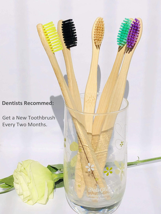 Goaycer Eco Friendly Bamboo Toothbrush 10Pack Medium Firm Bristles Biodegradable Bulk Wooden Toothbrushes
