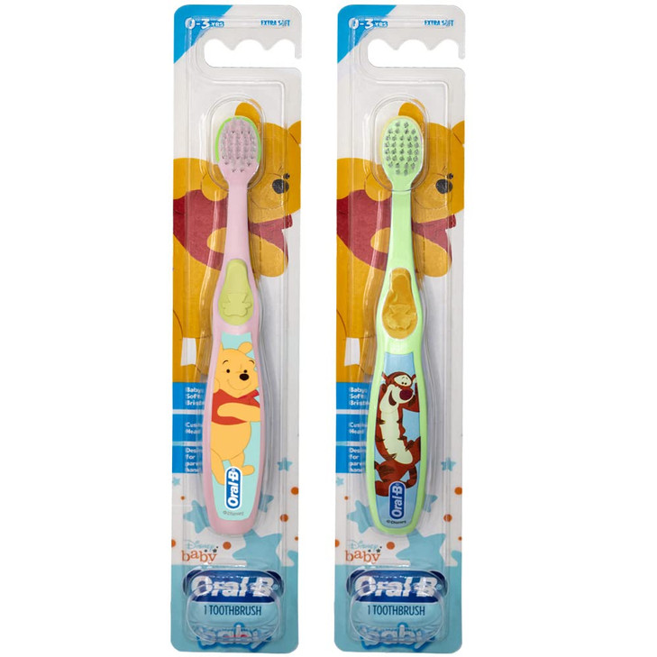 OralB Baby Manual Toothbrush Pooh Characters 03 Years Old Extra Soft Characters Vary Pack of 2