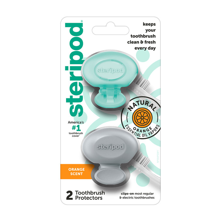Steripod ClipOn Toothbrush Protector with Orange Essential Oils Keeps Toothbrush Fresh and Clean Fits Most Manual and El