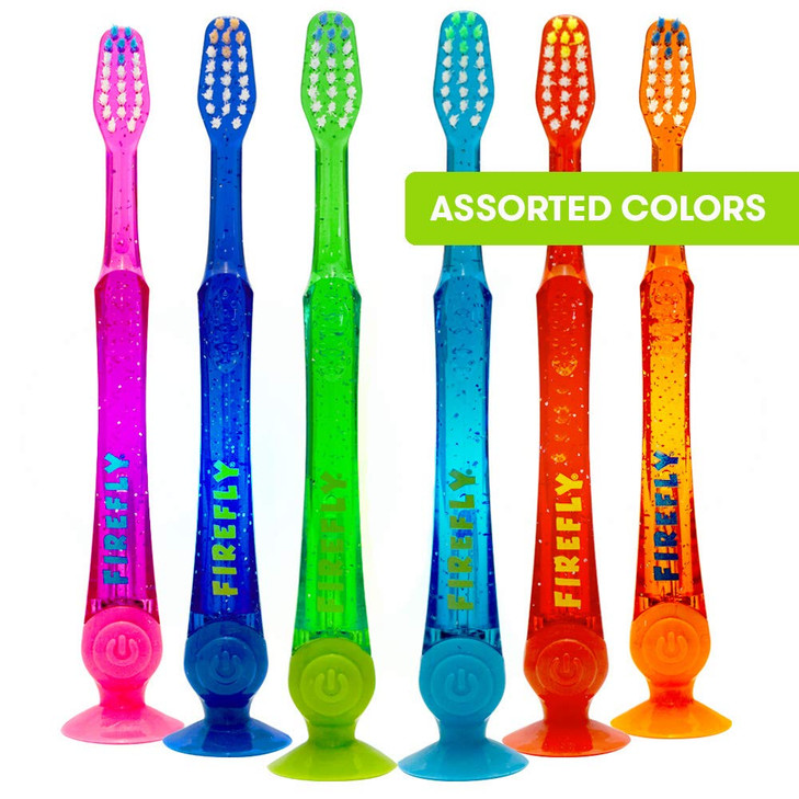 Firefly LightUp Timer Kids Toothbrush with Suction Cup Soft 2 Count Pack of 1 Assorted