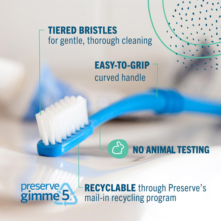 Preserve Eco Friendly Adult Toothbrushes Made in The USA from Recycled Plastic Ultra Soft Bristles Paperboard Package Co