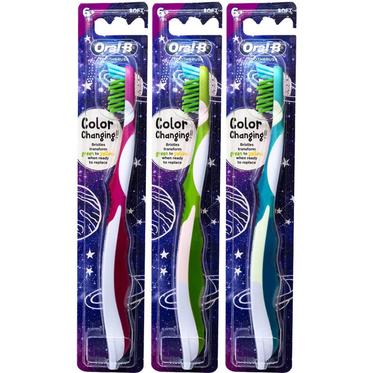 OralB ProHealth Junior CrossAction Galaxy Toothbrush Ages 6 Soft Pack of 3