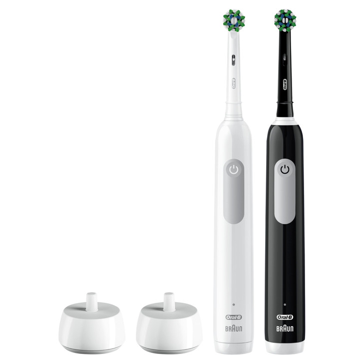 OralB Pro 1000 CrossAction Electric Toothbrush Black and White 2 Count