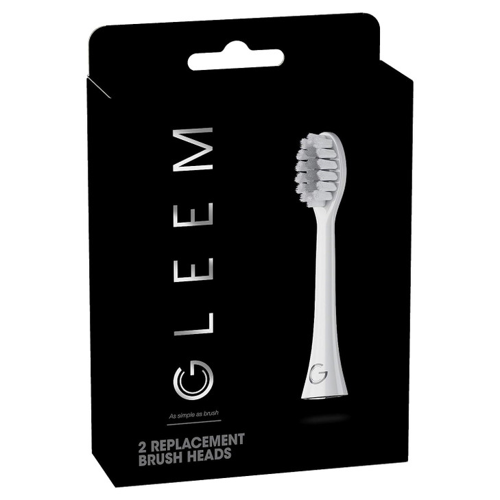 GLEEM Toothbrush Replacement Brush Heads Refill White 2 count