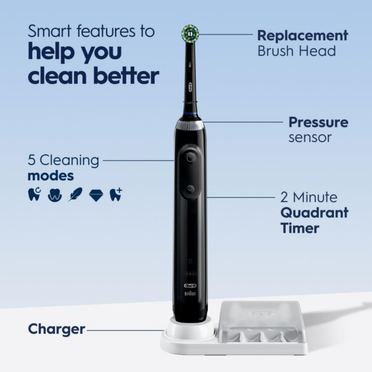 OralB Pro 5000 Smartseries Power Rechargeable Electric Toothbrush with Bluetooth Connectivity Black Edition
