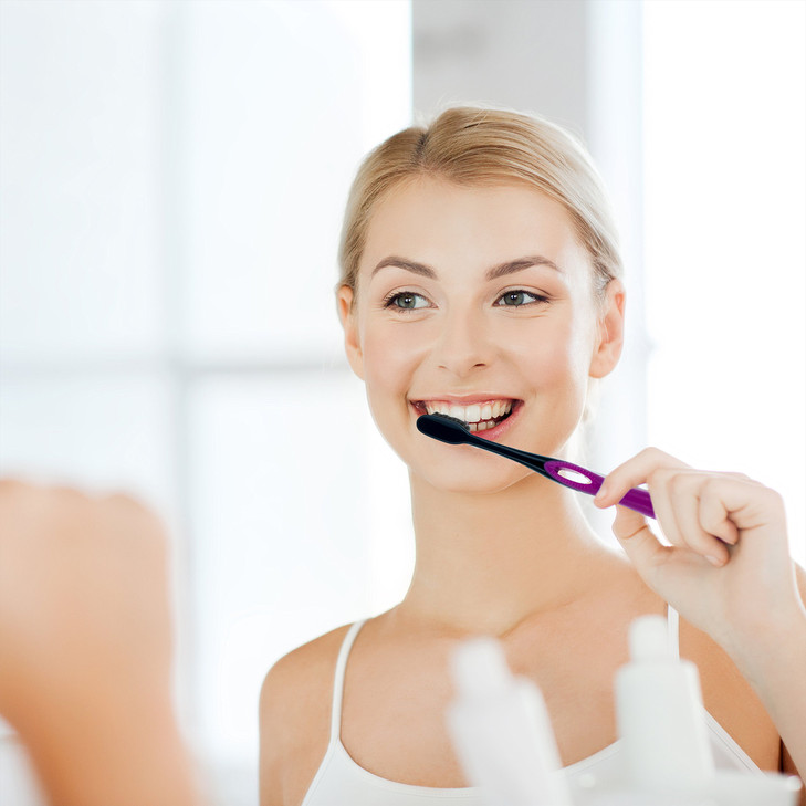 Activated Charcoal Bristle Toothbrush Xtreme Extreme Soft Ultrafine Tapered bristles Compact Head Slim Design 8 Count