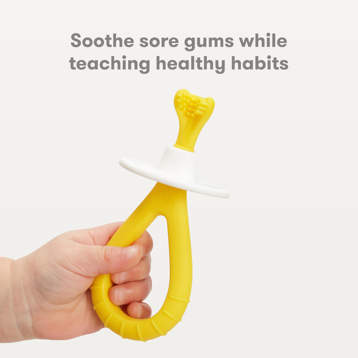 Frida Baby Training Toothbrush for Babies with Soft Silicone Bristles Yellow