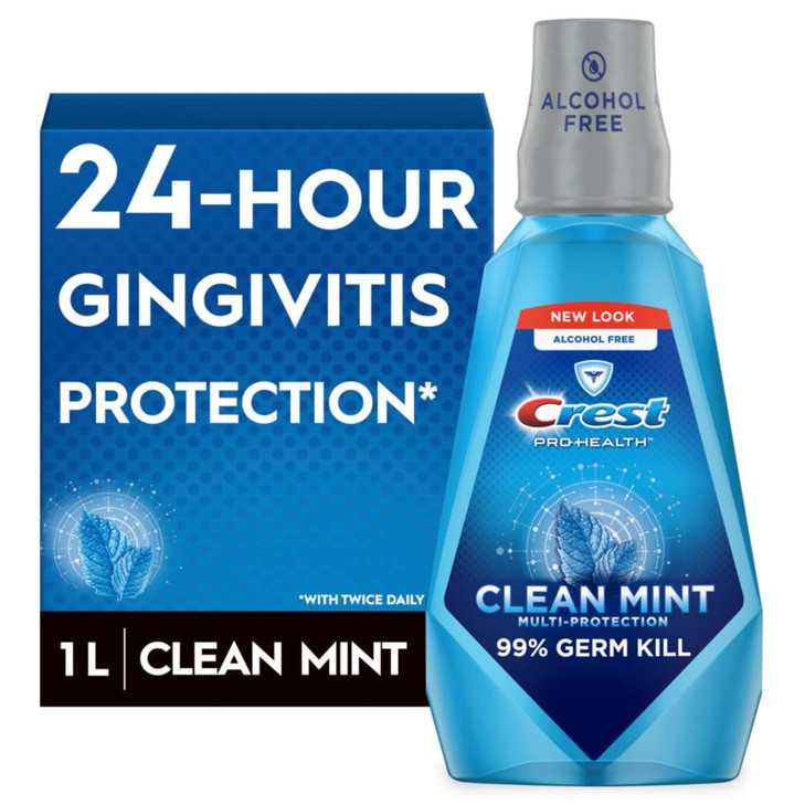 Crest ProHealth MultiProtection Mouthwash with CPC Clean Mint 1L 338 fl oz Crest Mouthwash Gingivitis Treatment
