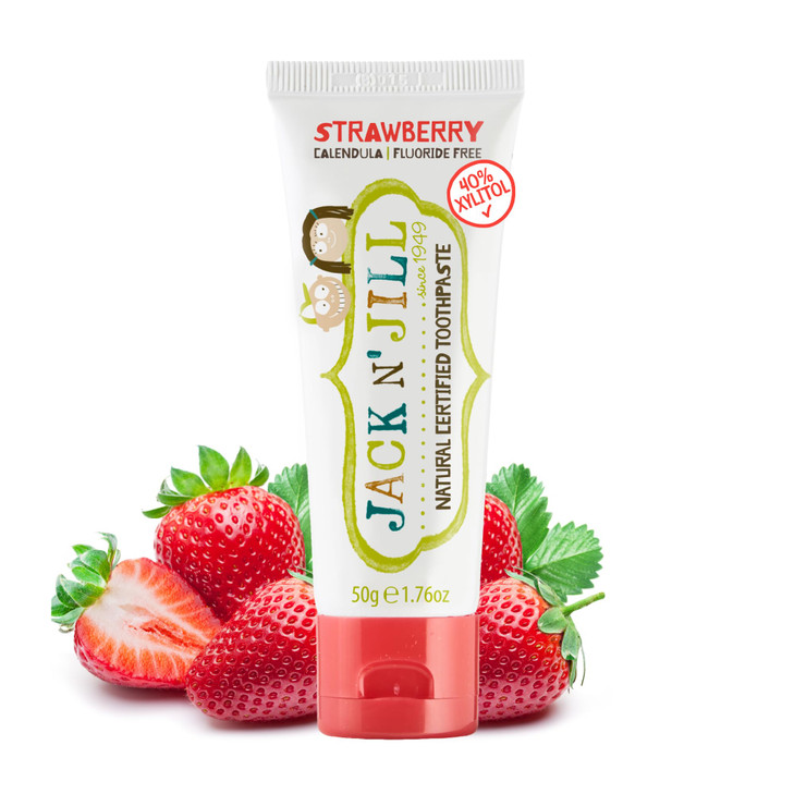 Jack N Jill Natural Toothpaste for Baby and Infants Fluoride Free Training Toothpaste 40 Xylitol BPA Free Strawberry 176