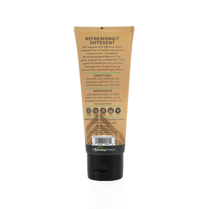 Redmond Earthpaste with Silver Natural NonFluoride Toothpaste 4 Ounce Tube Wintergreen