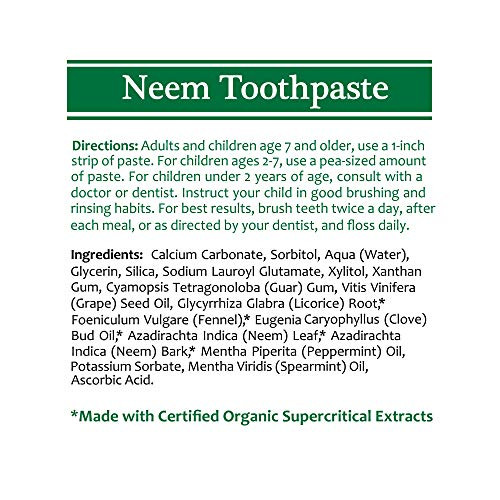 TheraNeem Neem Toothpaste Herbal Tooth Paste for Teeth and Gums Fluoride Free Toothpaste with Neem Leaf and Bark Extract