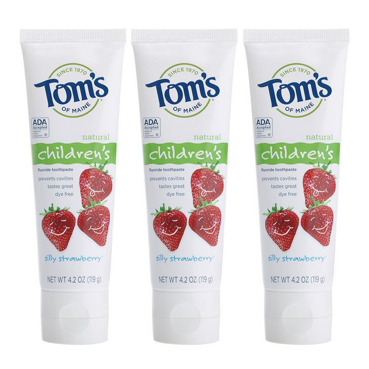 Toms of Maine Anticavity Fluoride Childrens Toothpaste Kids Toothpaste Natural Toothpaste Silly Strawberry 42 Ounce 3 Co