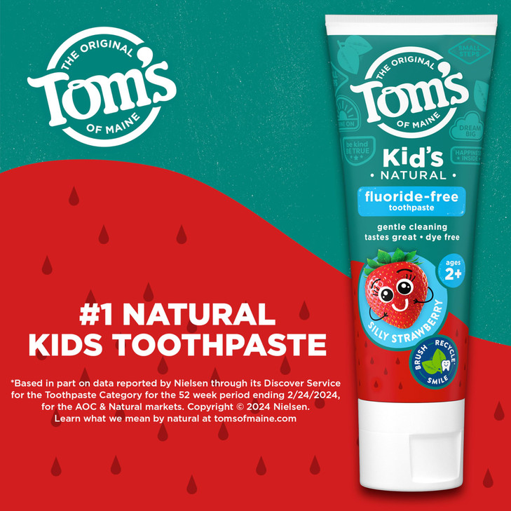 Toms of Maine Natural Kids Fluoride Free Toothpaste Ages 2 Silly Strawberry 51 oz 3Pack back in original formula