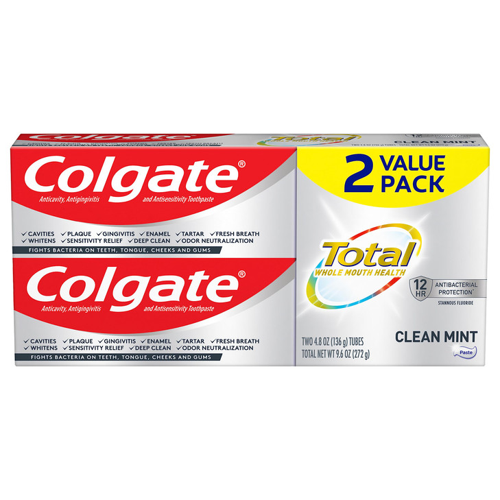 Colgate Total Toothpaste Clean Mint 96 Ounce 2Pack