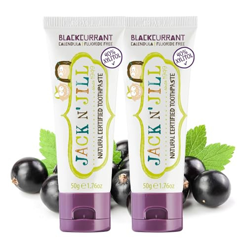 Jack N Jill Natural Toddler Toothpaste Fluoride Free Training Toothpaste for Toddlers 13 40 Xylitol BPA Free Blackcurran