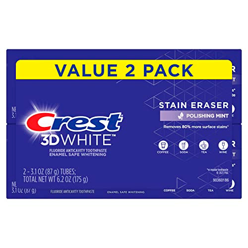 Crest 3D White Stain Eraser Teeth Whitening Toothpaste Polishing Mint 31 oz Pack of 2