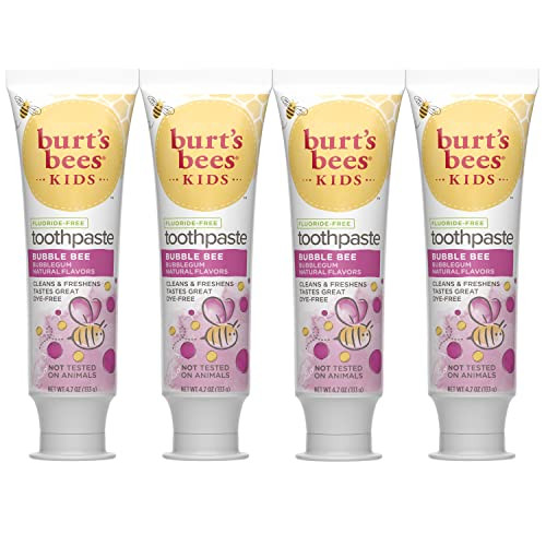 Burts Bees Kids Toothpaste Natural Flavor Fluoride Free Bubble Bee 47 oz Pack of 4