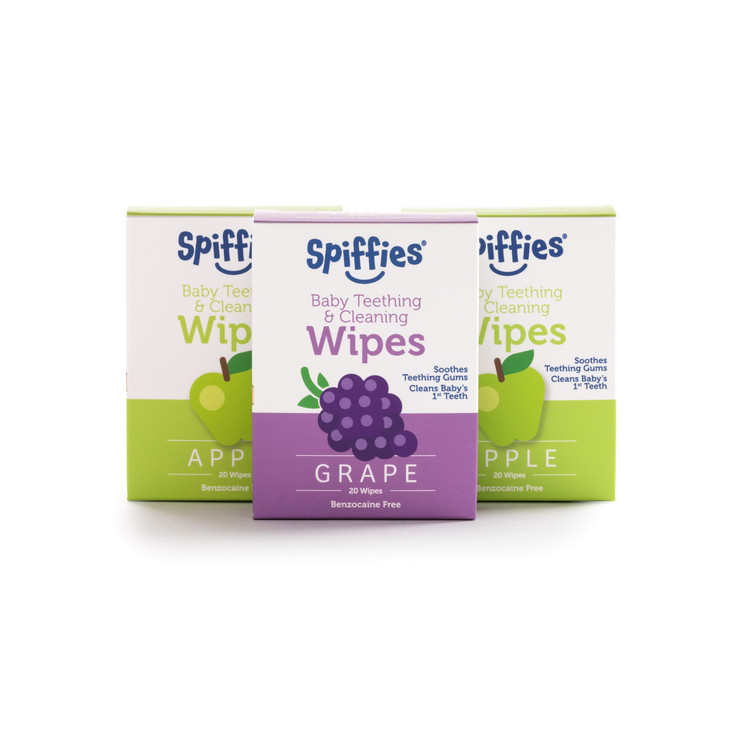 Spiffies Baby Teeth Wipes Apple Grape Flavor Variety XylitolEnriched Baby Gum Cleaner Dental Wipes for Teething Relief a