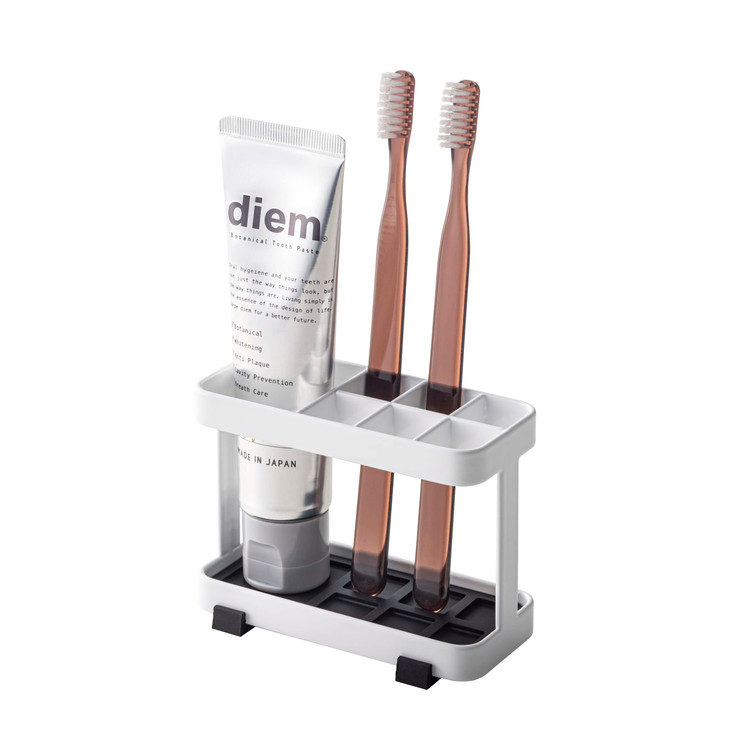 YAMAZAKI Home Tower Toothbrush and Toothpaste Holder for Bathroom Countertop Steel