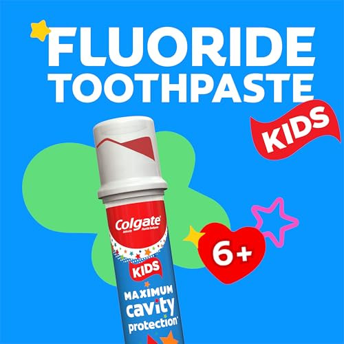 Colgate Kids Toothpaste Pump with Fluoride for Cavity Protection Ages 6 ADA Accepted Bubble Fruit 44 Ounce 6 Pack