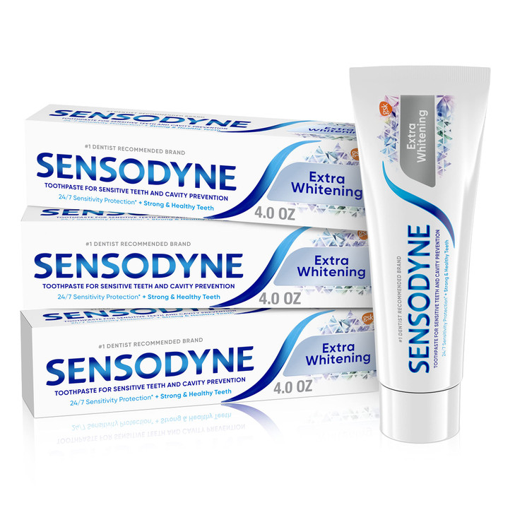 Sensodyne Extra Whitening Sensitive Teeth Whitening Toothpaste 4 Ounces Pack of 3