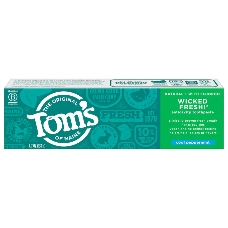 Toms of Maine Natural Wicked Fresh Fluoride Toothpaste Cool Peppermint 47 oz 2Pack