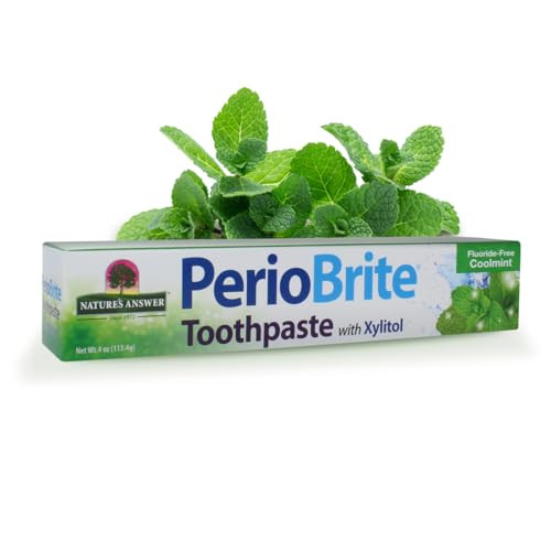 Natures Answer Periobrite Toothpaste Cool Mint 4 Ounce Pack of 6 for Sensitive Teeth Whitens Teeth Freshens Breath Minim