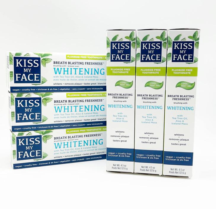 Kiss My Face Toothpaste Whitening Cool Mint 45 Ounce FlourideFree 133ml 6 Pack