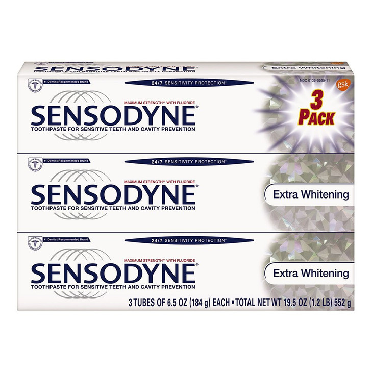 Sensodyne 247 Sensitivity Protection Extra Whitening Toothpaste 65 Ounce Tubes Pack of 3